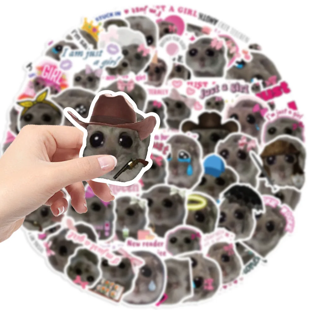 56Pcs I\'m Just A Girl Sticker Funny Hamster Meme Sad Cute Stickers for Kids, Aesthetic Waterproof Vinyl Sticker for Laptop
