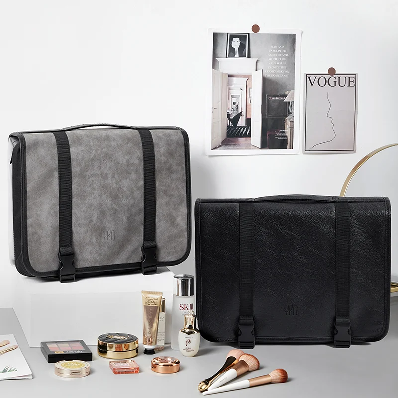 

YKN PU Leather Travel Bag Makeup Bag Portable Large Capacity Professional Cosmetic Storage Bag