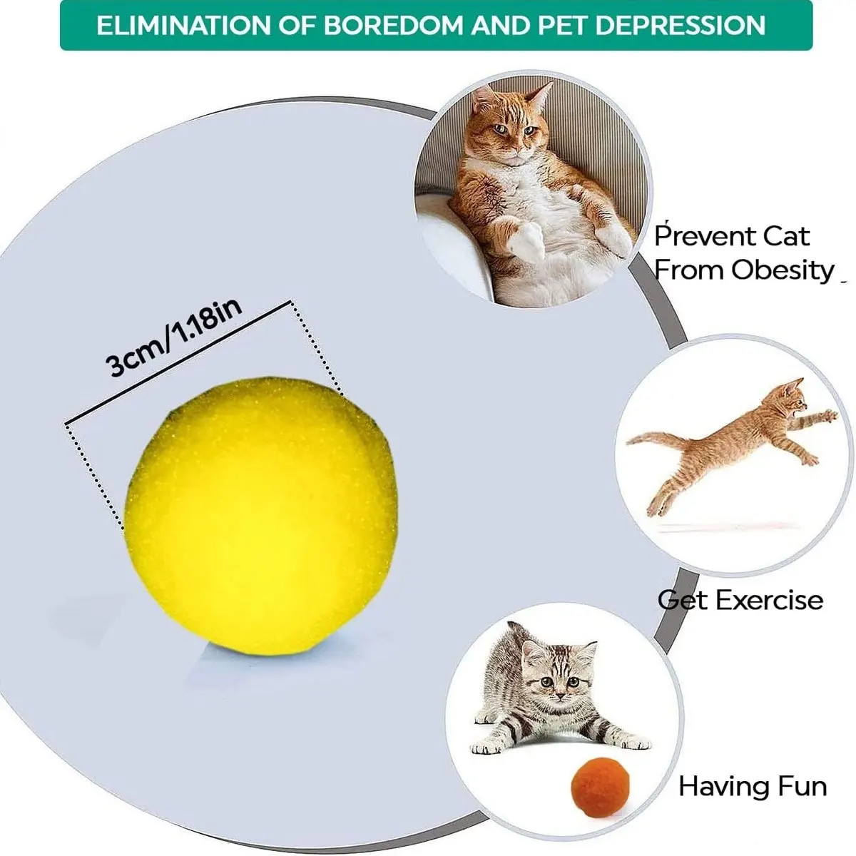94/194Pcs Random Color 3cm Fuzzy Play Spheres for Cats & Dogs, Durable Interactive Pet Exercise Toys ZSY