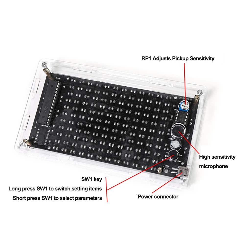 HU-052 USB 미니 전자 디스플레이, DIY 스피커, LED 음악 스펙트럼 디스플레이 조명, DIY 부품 전자 학습 키트