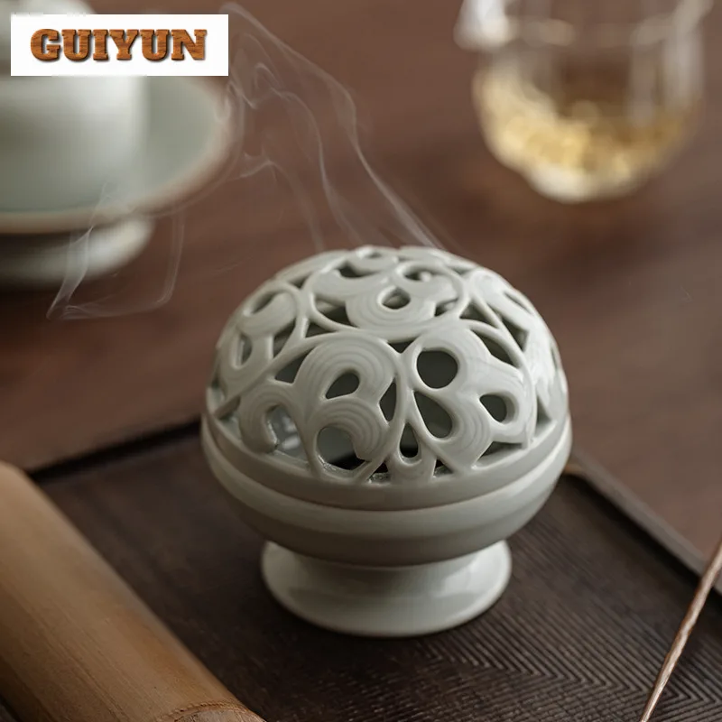 العتيقة نمط الأخضر الصقيل حامل البخور الجمالية زن حديقة البخور المعلقات عززات مبخرة حفل الشاي اكسسوارات الحرفية