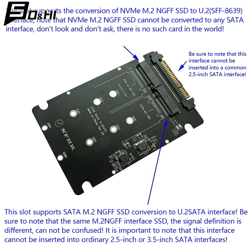 SATA M.2 SSD To 2.5“ SATA NVMe M.2 NGFF SSD To SFF-8639 Adapter Converter