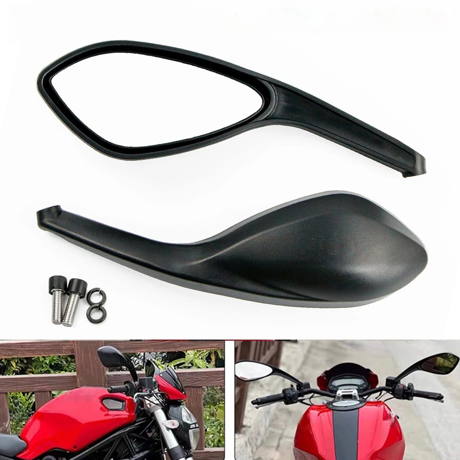 

1 пара боковых зеркал заднего вида для мотоцикла, подходят для DUcati Monster 696/796/1100 Streetfighter/S/848