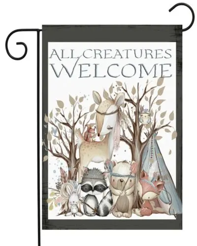 All Creatures Welcome  ~ Garden Flag Top Quality  Double Sided