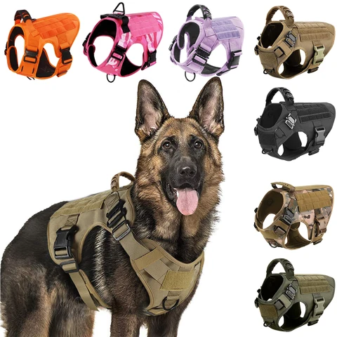 Colete de Treinamento para Cães Grandes, Colete Tático para Bulldog Francês, Pastor Alemão, Malinois, Acessórios para Passeio com Cães