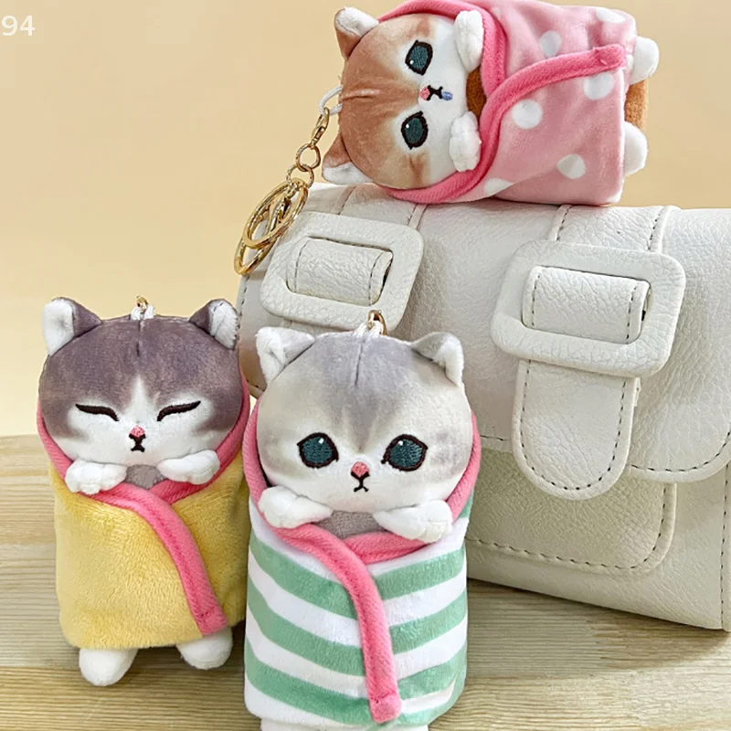 Mofusand Cat Blessing Shark Cat Wrapped Quilt Plush Pendant Girl Heart Gift Keychain Bag Charm