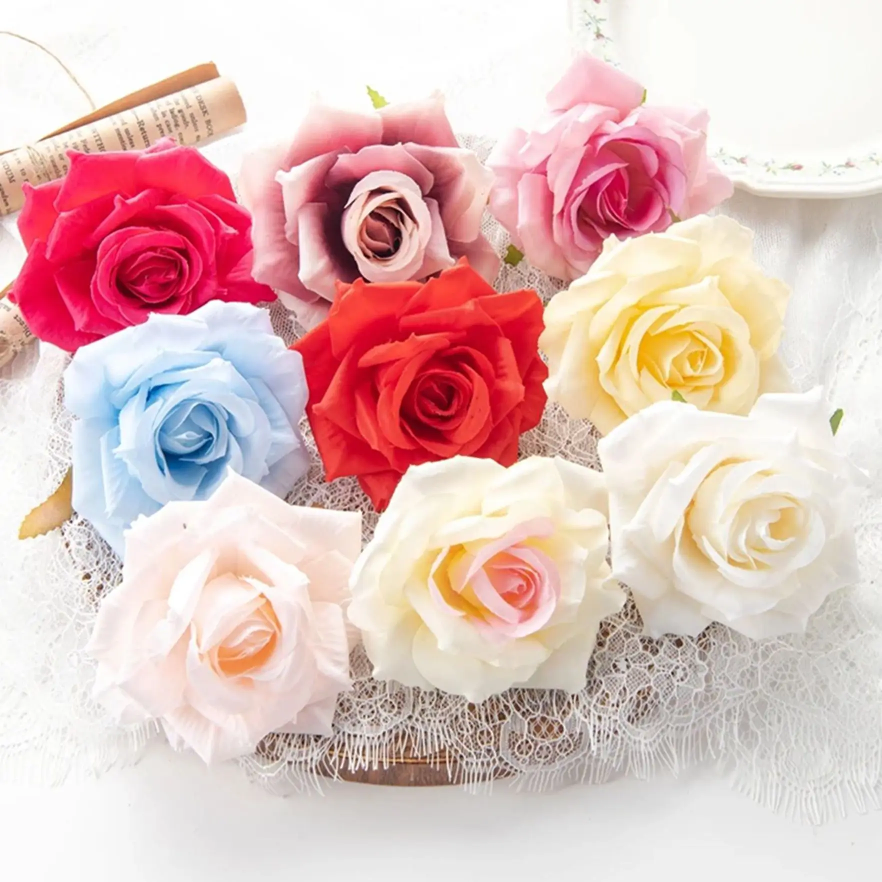 

10pcs Artificial flower Silk Rose Home festival outdoor Garden arch Decor Christmas Wreath diy gift candy box Wedding scrapbook