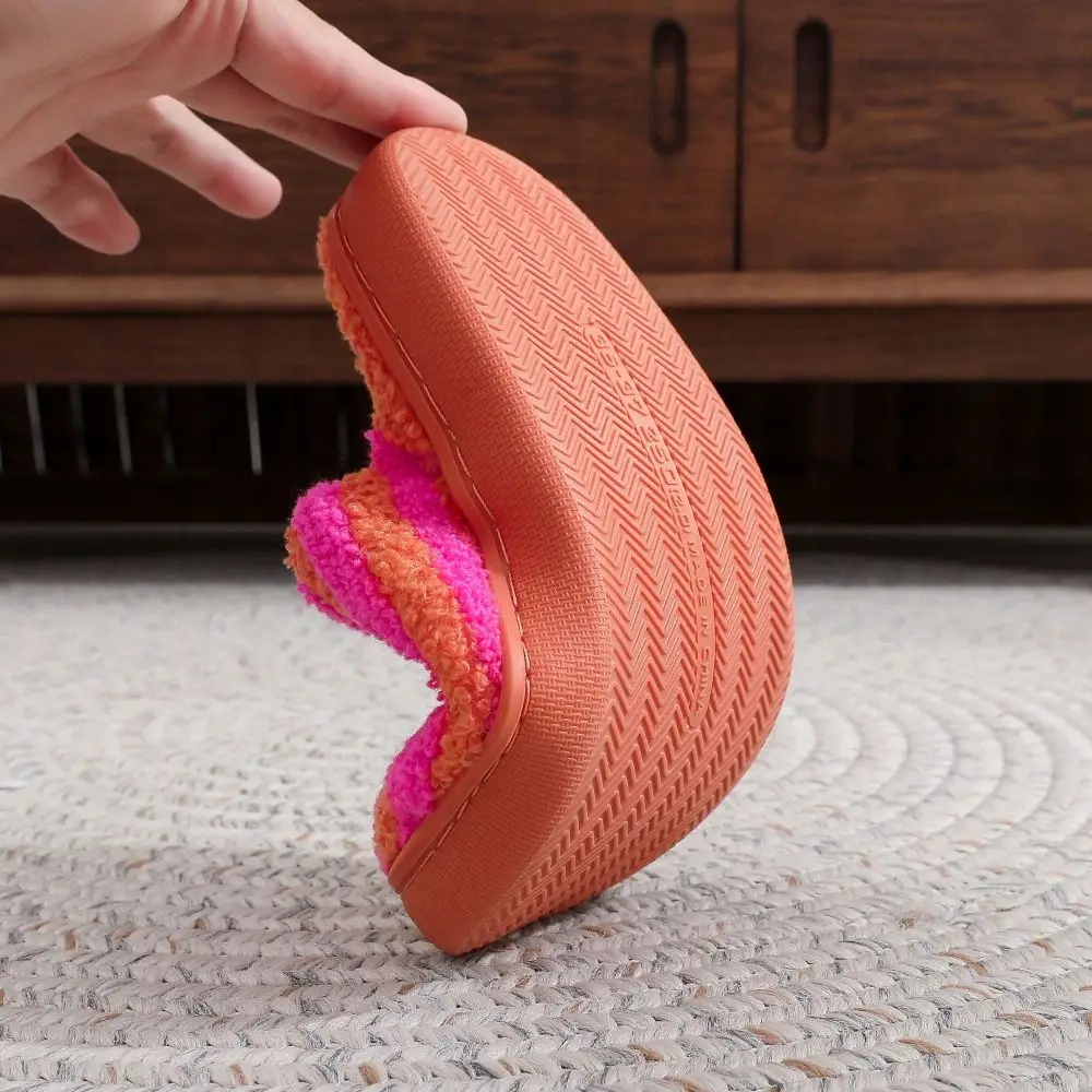 Durable Non-Slip Slippers Comfortable TPR Sole Winter Warm Slippers Vintage Color Striped Warm Footwear Holiday Gifts
