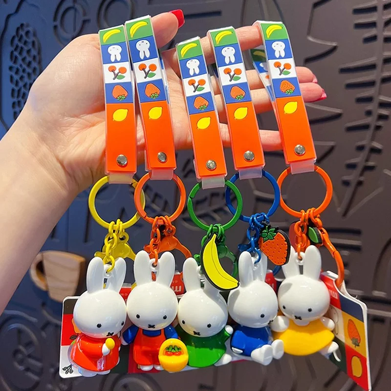 Kawaii أنيمي ميفي أرنب المفاتيح لطيف الكرتون زوجين سيارة حلقة رئيسية حقيبة أفخم قلادة الكرتون ملحق الزخرفية لفتاة هدية