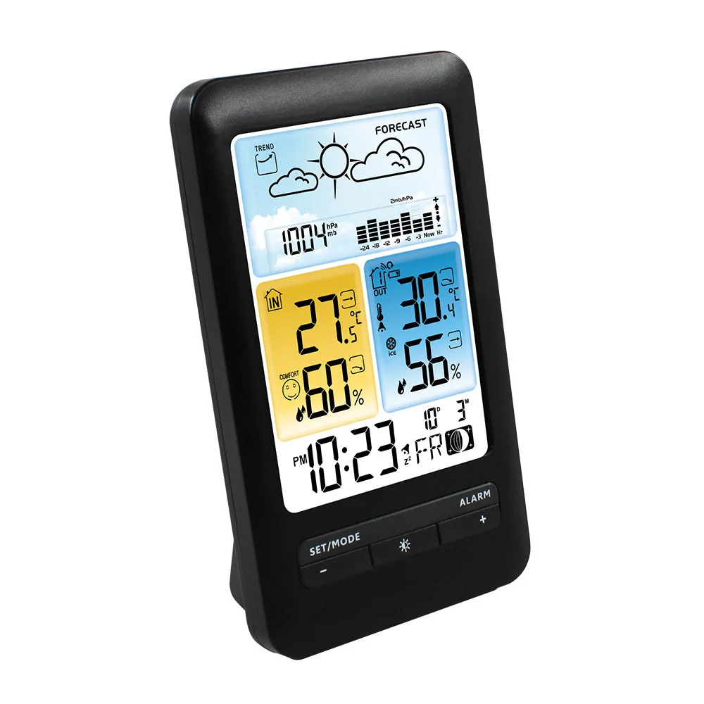 Indoor and Outdoor Hygrometer Weather Forecast AlarmColor Screen Weather Station Perpetual Calendar Electronic Weather Clock