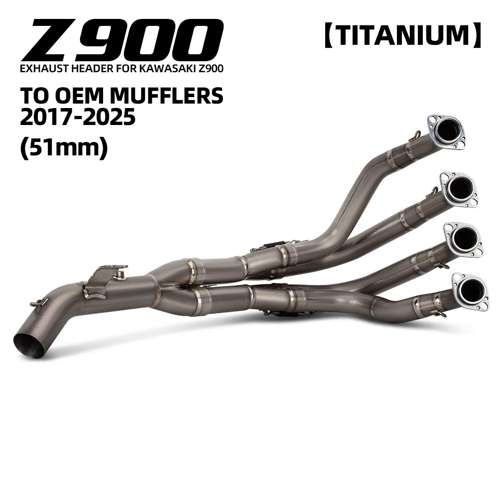 

Motorcycle Exhaust Header Tube For Kawasaki Z900 2017-2025 Escape Line Titanium Alloy Front Link Pipe Compatible OE Muffler