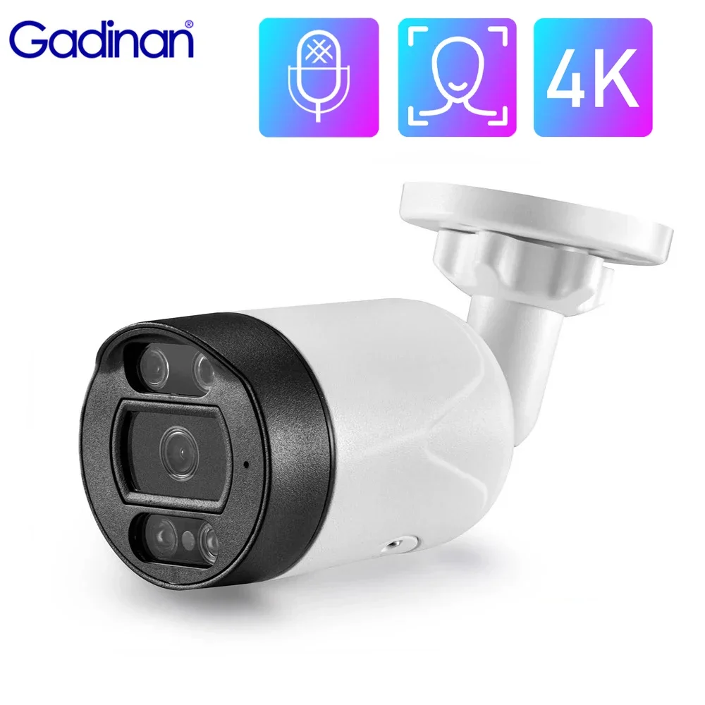 Gadinan Ultra HD 4K 8MP POE Wired IP Kamera ONVlF Outdoor CCTV Audio Record Gesichtserkennung 5MP 4MP Sicherheit Überwachung Kamera