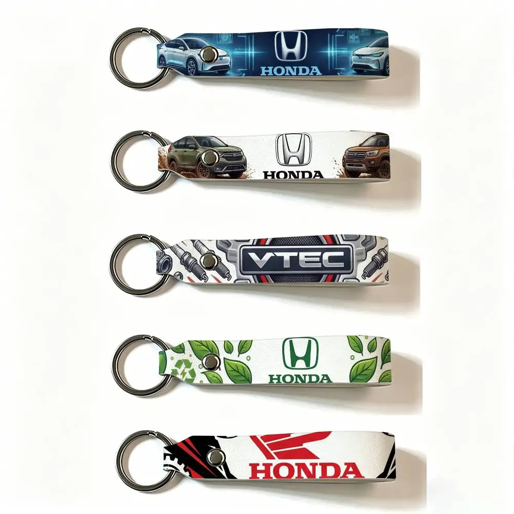 FOR HONDA RACING RIDE PU Leather Keychain Minimalist Key Holder Durable Key Organizer Car Keys Bag Accessories Gift