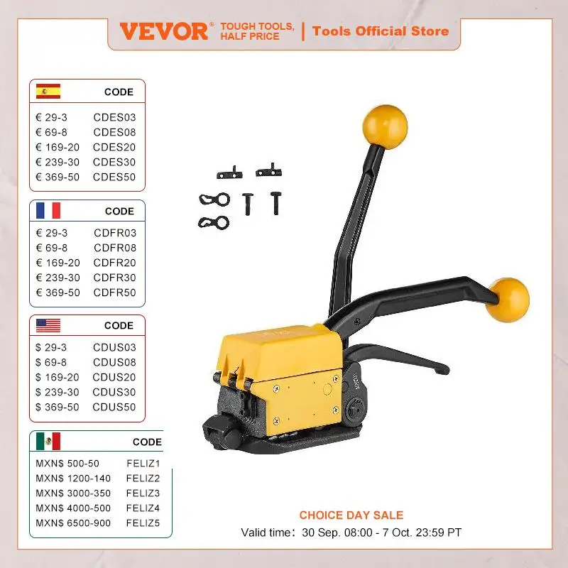 VEVOR A333 Manual Sealless Steel Strapping Machine Belt Packaging Banding Bander Packing Machinery for 1/2