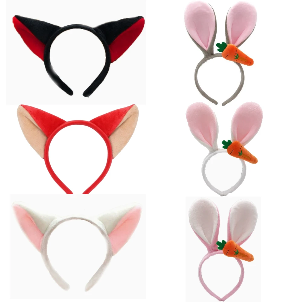 Diadema Infantil con Orejas de Conejo y Zorro de Dibujos Animados, Pinza para el Cabello con Orejas de Zorro, Diadema de Felpa Exquisita para Niñas