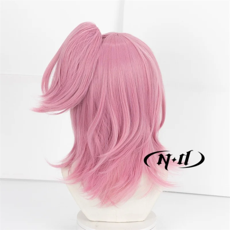 ND Anime Shugo Chara Wigs Hinamori Amu Cosplay Heat Resistant Synthetic Hair Pink Ponytail Wig with Tiger-mouth Hair Clip