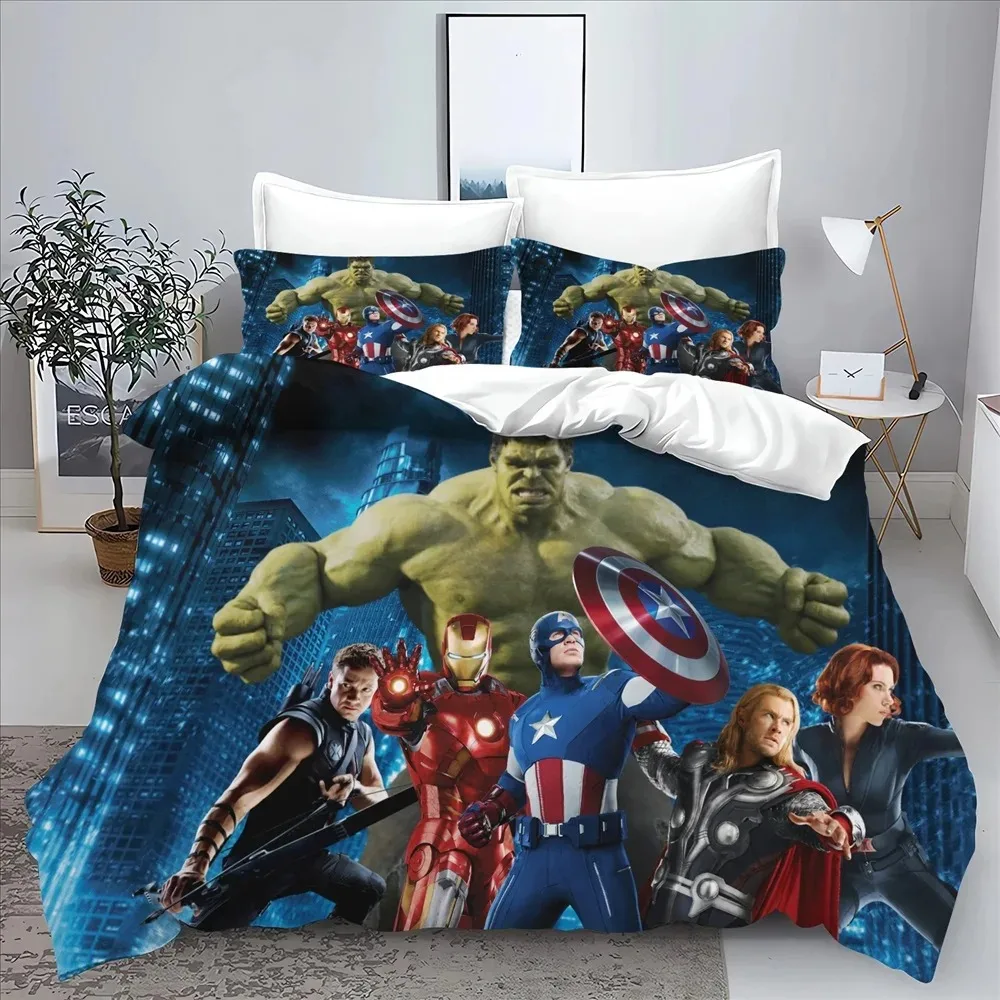 Disney Children Bed Linen,Marvell The Avengers Bedding Set,Cartoon Anime Bed Linen,Duvet Cover and Pillowcase