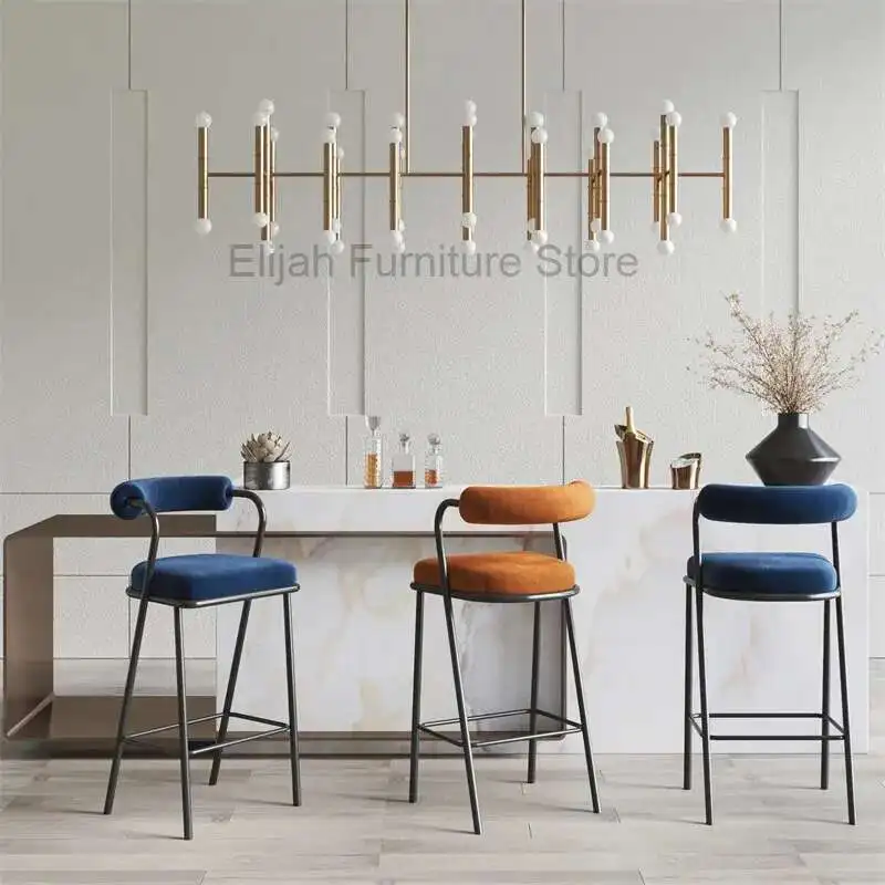 

Gold Breakfast Kitchen Bar Chairs Luxury Modern Design Velvet Dining Room Chairs Lounge Sillas Para Comedor Bar Furniture MQ50BY