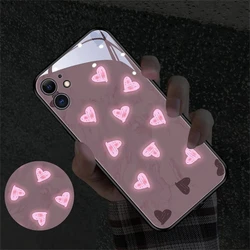 So Cute Love Heart Luminous Glass LED Call Light Up Flash Phone Case For Samsung S26 S25 S24 S23 S22 S21 S20 FE Plus Ultra