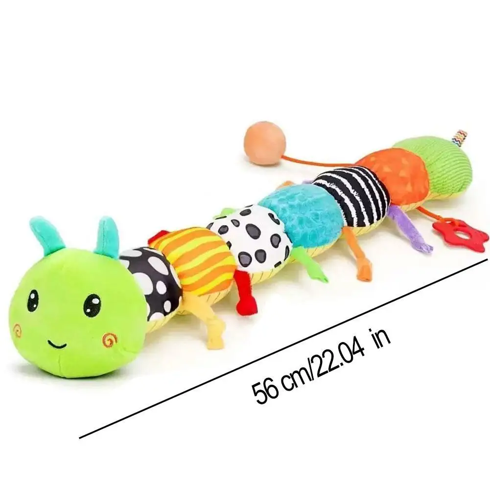 Musical Caterpillar Plush Toy with Crinkles and Rattles Sensory Toy for Kids Cute Tummy Time Toys Soft Sensory Toys
