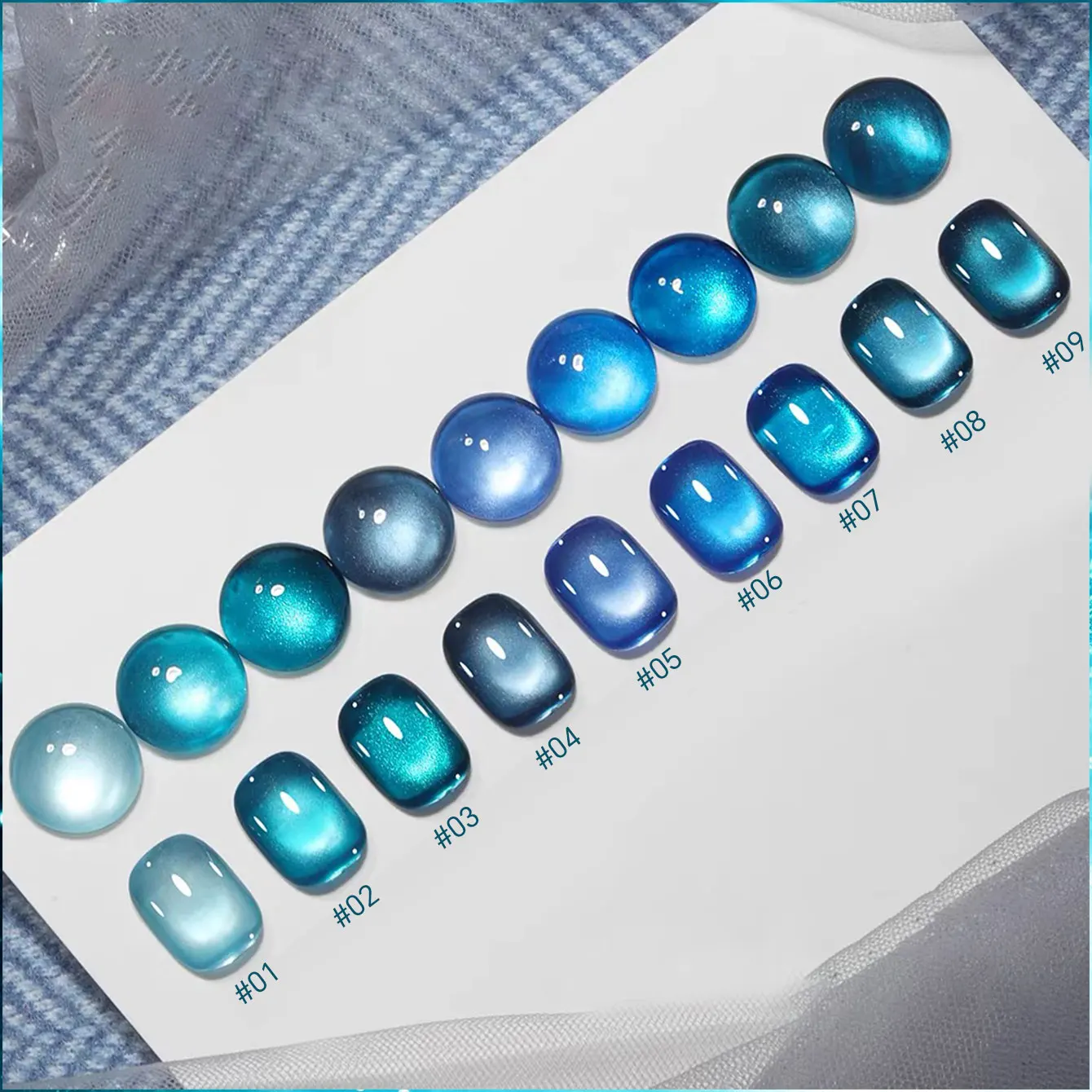 MIANEL 2026 Summer New Arrival Sapphire Cat Eye Gel Nail Polish, Sheer Brightening Blue Glass Bead Cat Eye Nail Gel for Manicure
