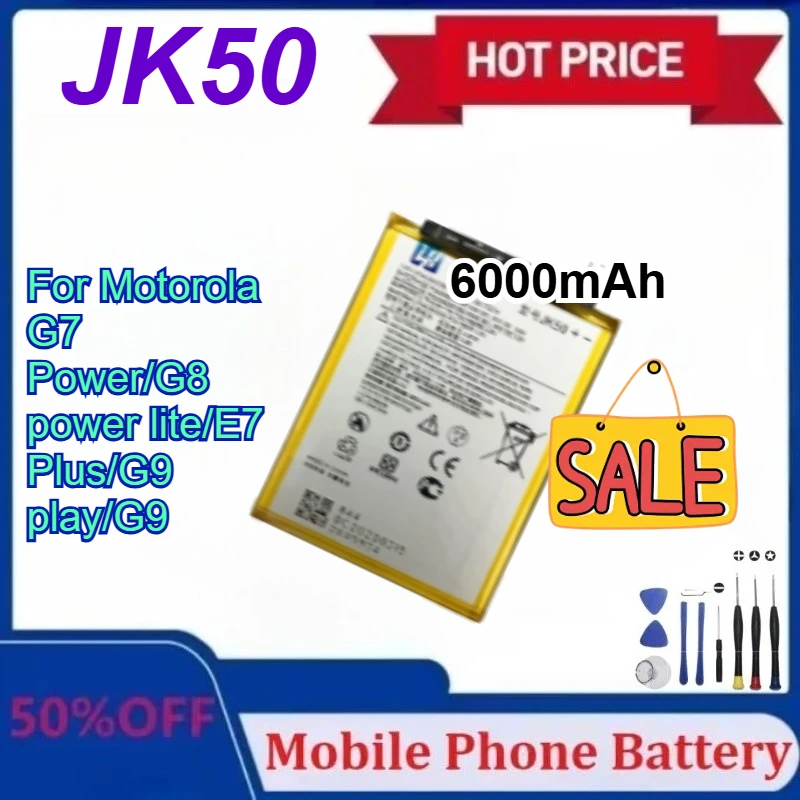 

New Mobile Phone Battery JK50 6000mAh For Motorola G7 Power/G8 power lite/E7 Plus/G9 play/G9 Battery with Tools
