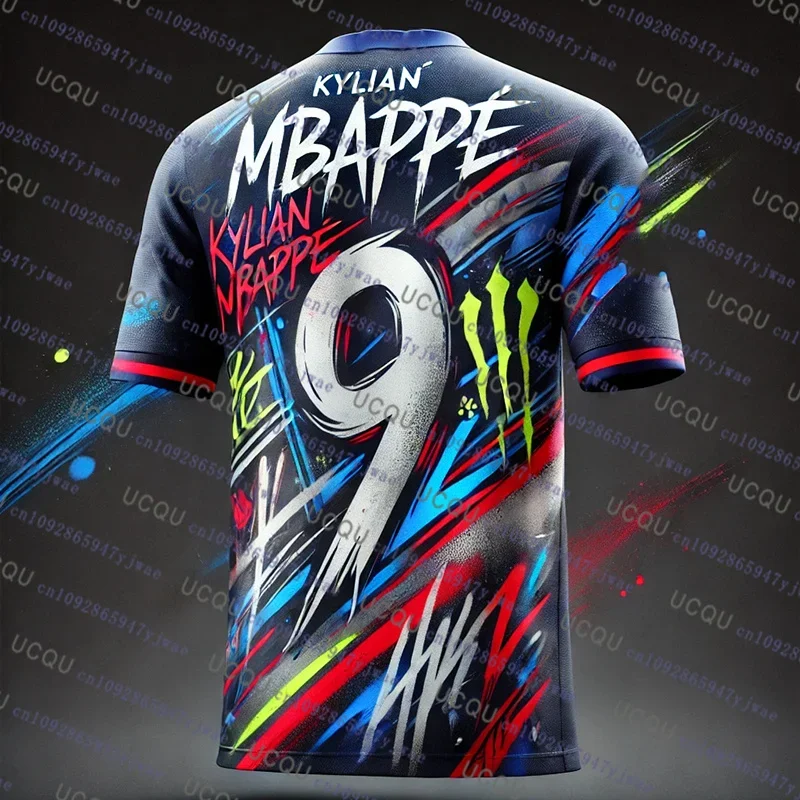 2025 طبعة خاصة جديدة Mbappe No.9 كرة القدم جيرسي المتضخم التدريب موحدة تنفس سريعة الجافة موضة التي شيرت طفل/الكبار