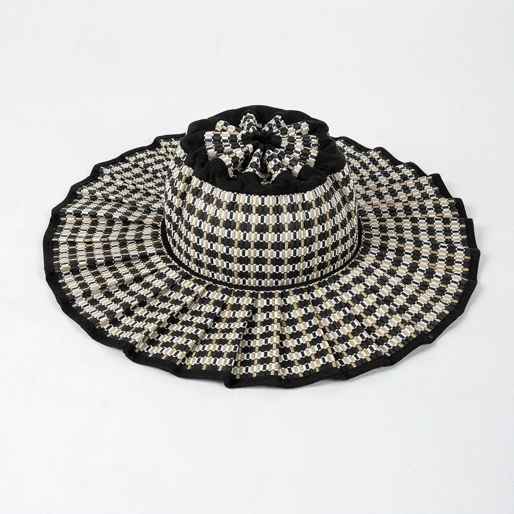 Summer New Arrival Fashionable Foldable Sun Hat for Women Casual Versatile Pleated Sun Hat Straw Weave Hat