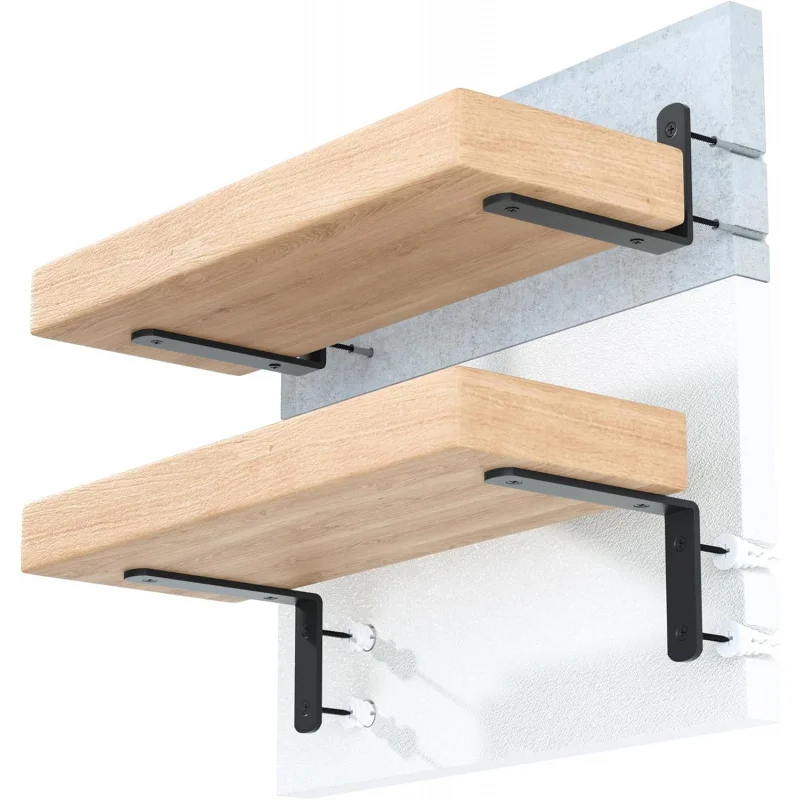 4 suportes de prateleira de 5 polegadas, suporte de prateleira flutuante preto