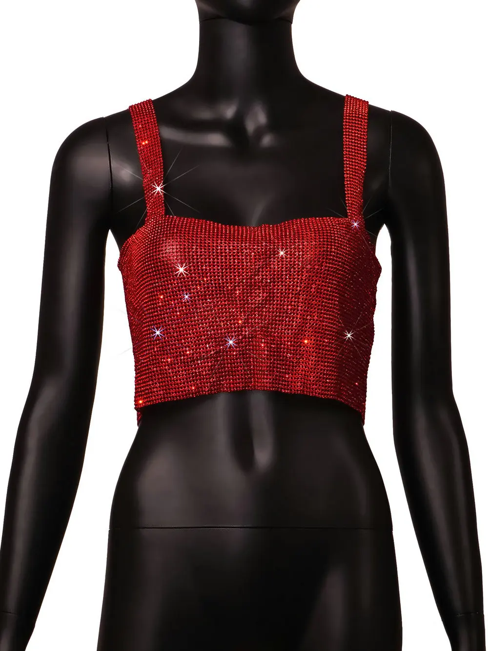 Imagem -05 - Red Rhinestone Mulher Colheita Tanque Topo Sexy Metal Cristal Lantejoulas Noite Clube Festa Usar Glitter Nightclub Colheita Topo