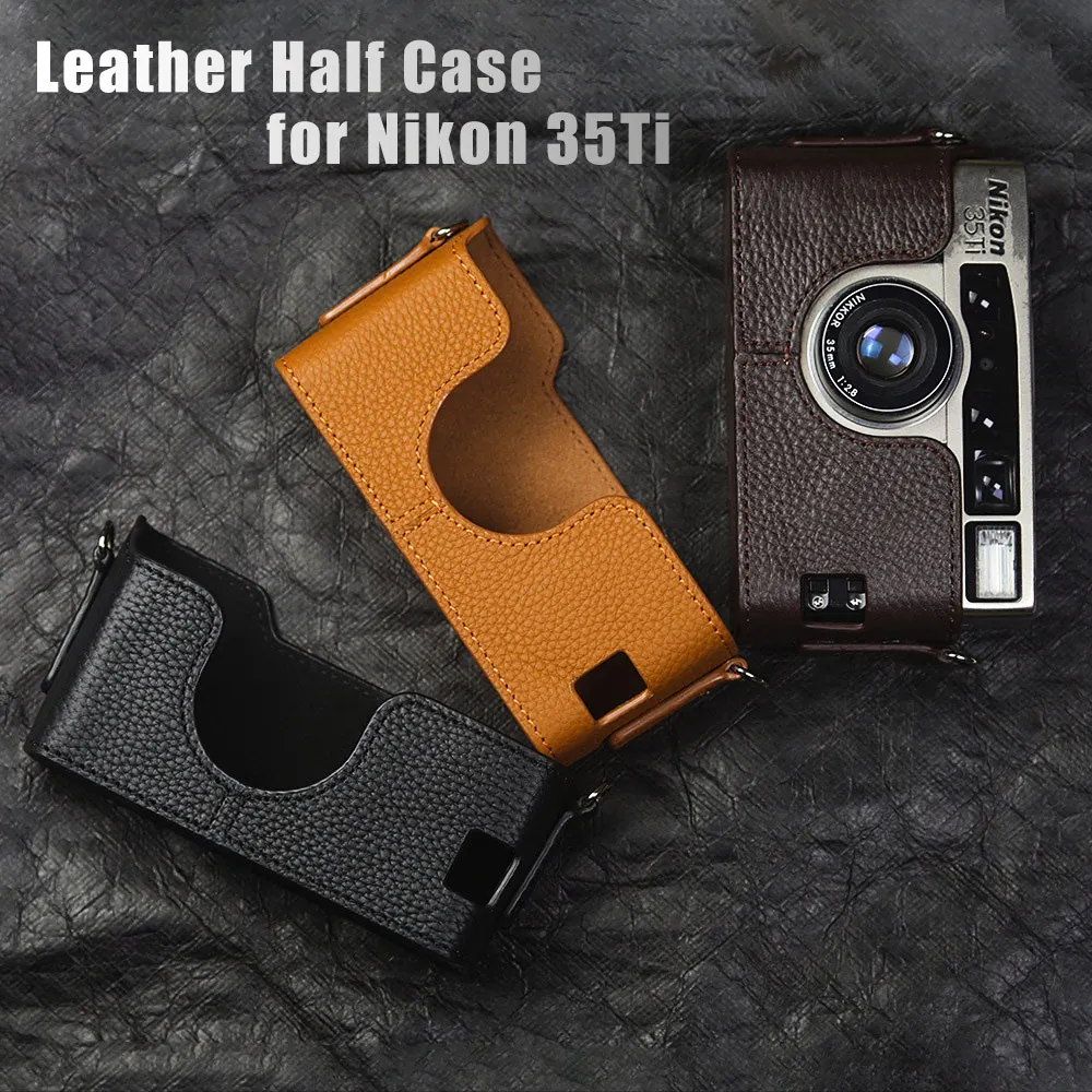 

35TI Case Camera Handmade Genuine Leather Case Cover Bag For Nikon 35TI Case Leash Camera Strap Leather Camera Half Case