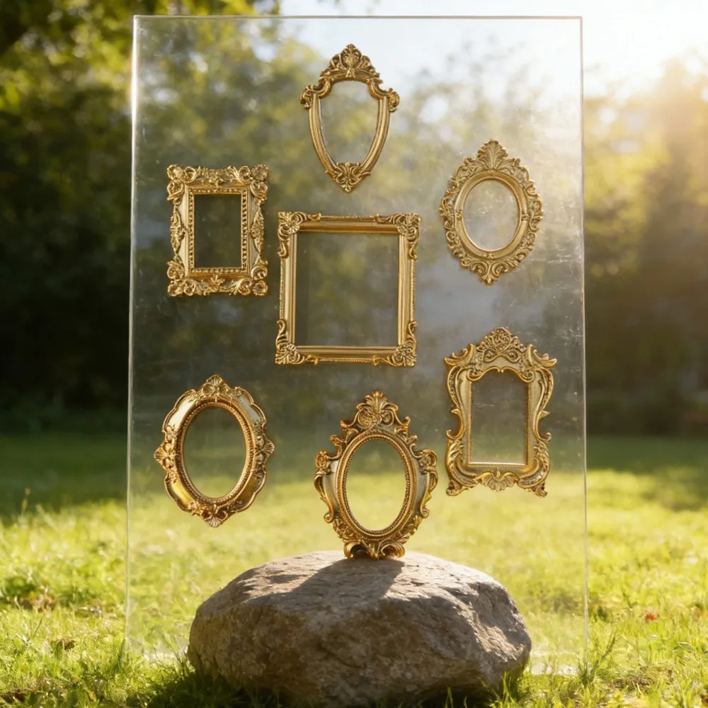 1PC European-style Resin Material with Golden Pattern Prop Frame, DIY Wall Decoration, Suitable for Shooting Props
