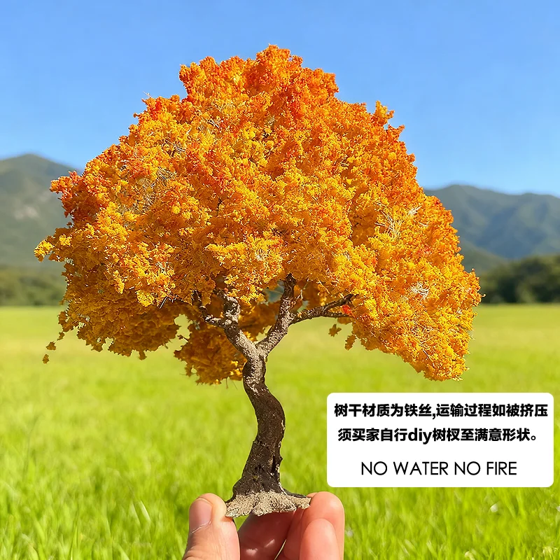 نموذج مصغر شجرة سلكية متدرجة باللون الأصفر والبرتقالي نموذج طاولة رملية معمارية حديقة لتقوم بها بنفسك تصميم تمثال بيت الدمية