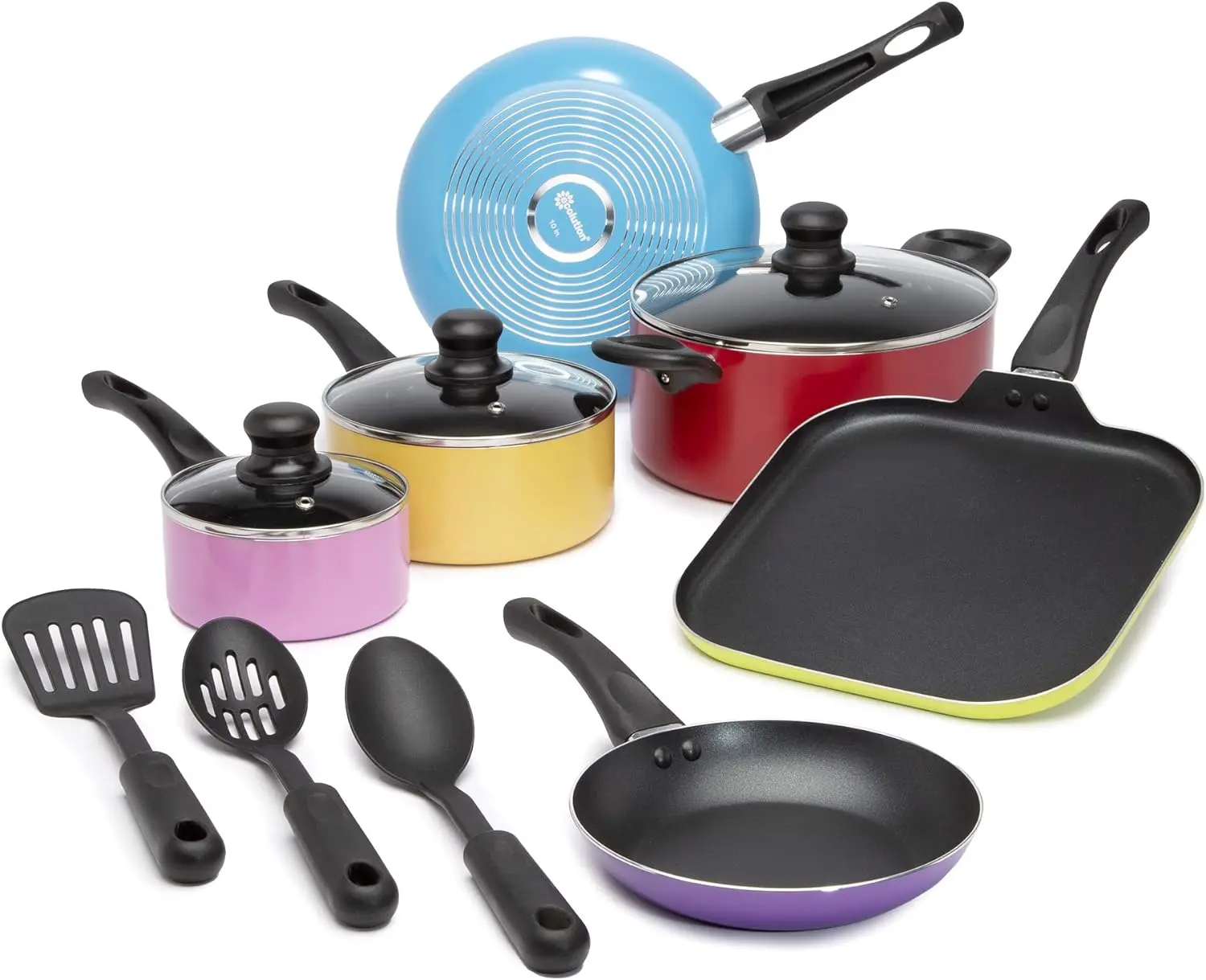 Easy Clean Nonstick Cookware Set, Dishwasher Safe Kitchen Pots and Pans Set, Comfort Grip Handle, Even Heating