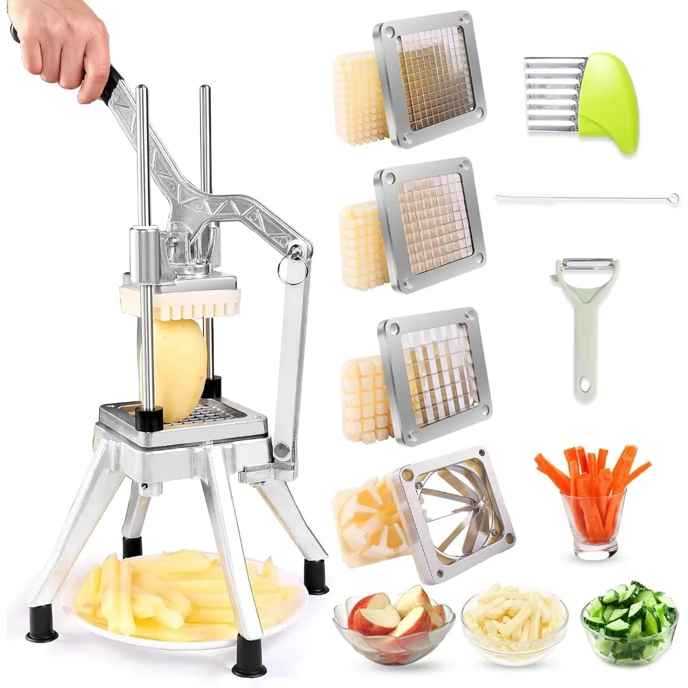 

Upgraded version-French Fry Cutter Commercial Steel Vegetable Dicer Fruit Slicer for Onion,Cabbage,w/4 Blades-Hot-Sell!