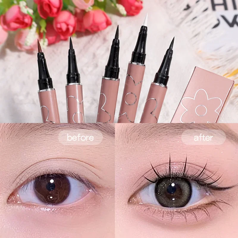 Wasserdichter ultra dünner flüssiger Eyeliner für Frauen Augen Make-up dauerhaft schnell trocknend glatt schwarz matt leicht zu färben Eyeliner Stift