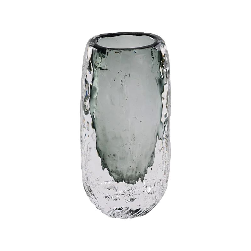 Glacier glazed vase, irregular light luxury, high-end sense of wabi sandy wind, thickened glass art flower ornament