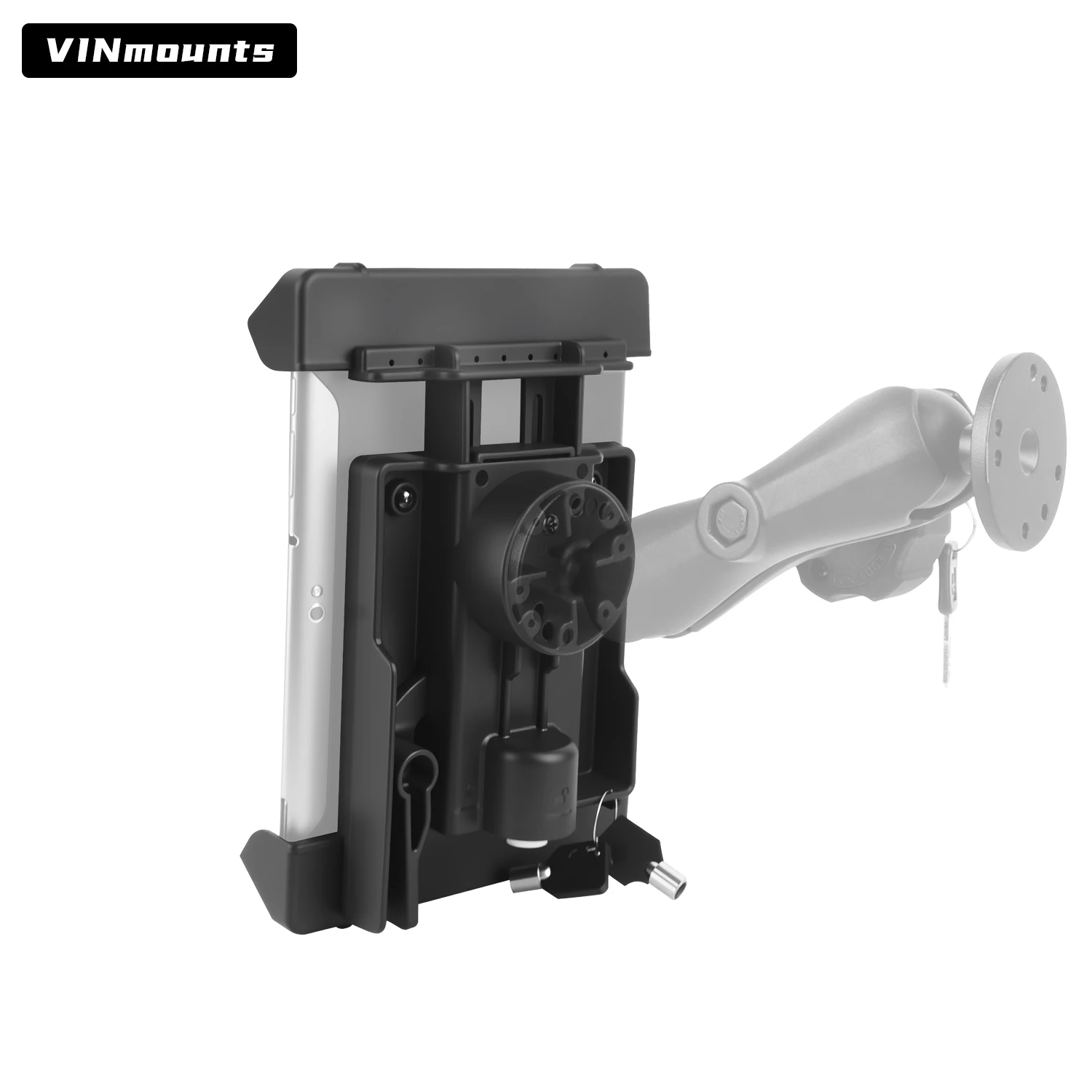 vinmunts-車載用タブレットホルダー、盗難防止、apple-ipad-huawei対応、頑丈、230-250-161-30mm、ブラケット-vin-pbj-09-lock