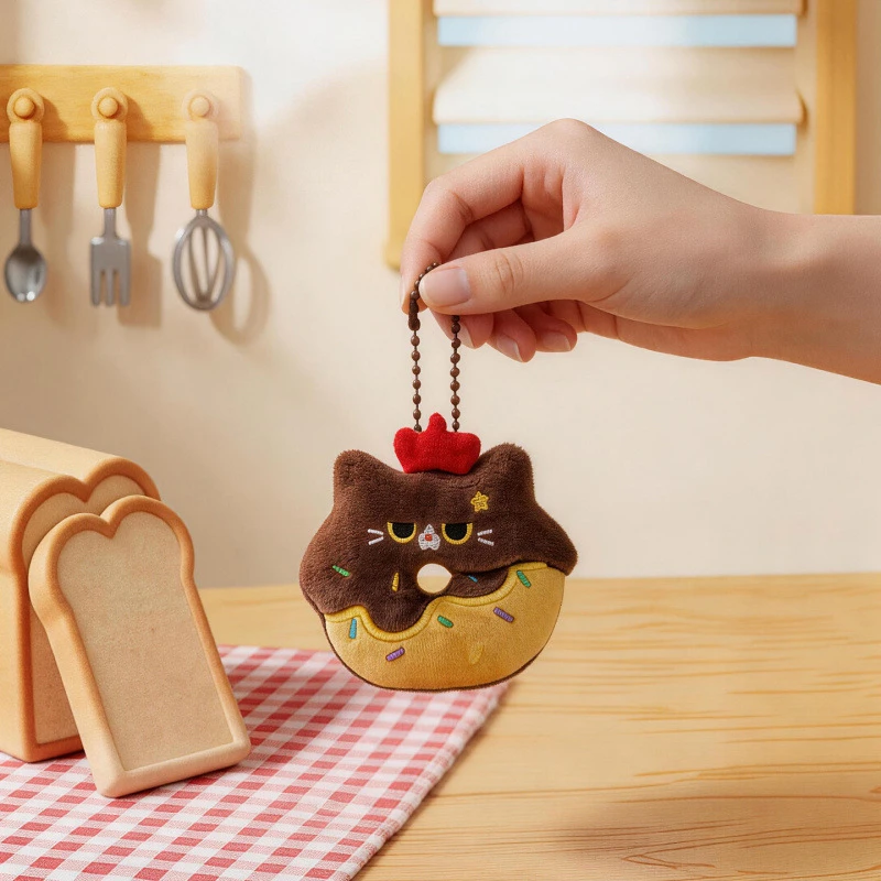 New Sweet Donut Pendant Bead Chain Plush Doll Bag Pendant Small and Versatile Keychain Toy Gift