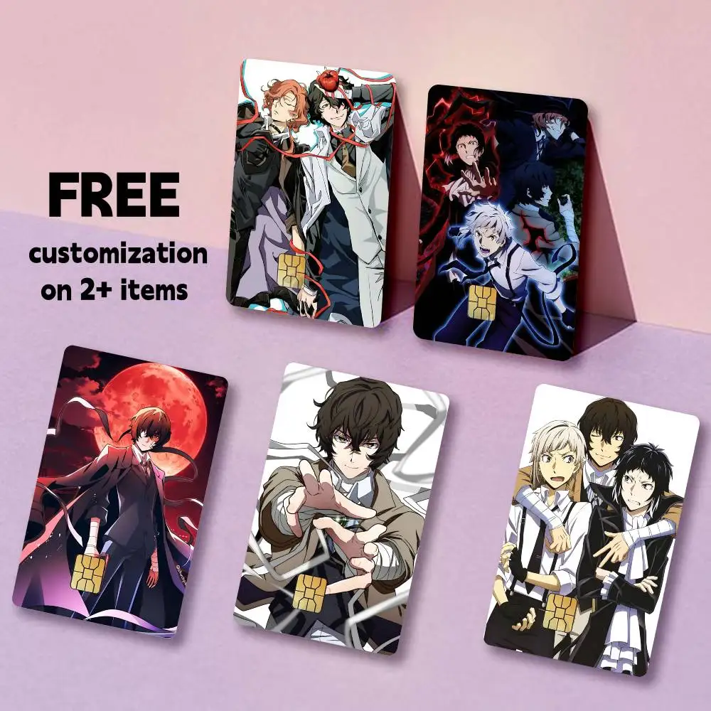 B-Bungo Stray Dogs Anine Card Stickers for Bank Access Protective Waterproof Film Cover Sticker Gift