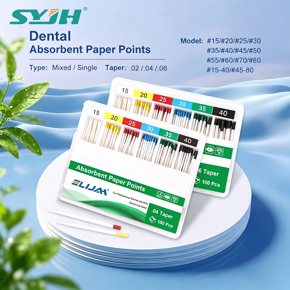 

SYJH Dental Absorbent Paper Points 02/04/06 Taper Pure Cotton Fiber Strong Absorption Tips For Dentistry Endodontic Root Canal