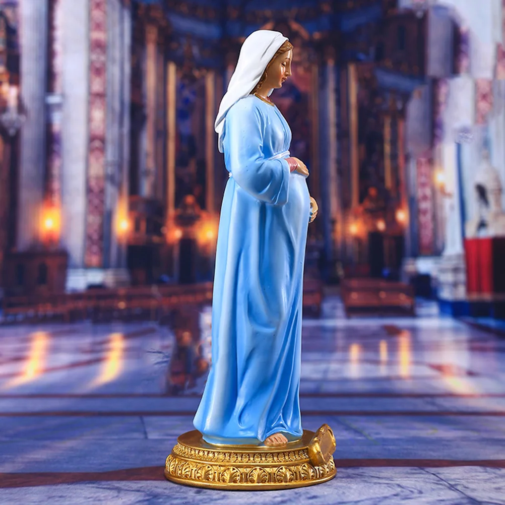 

1pc Resin Statue Classic Mary Desktop Decor Home Office Religious Ornament Catholicism Sculpture Church Accessory