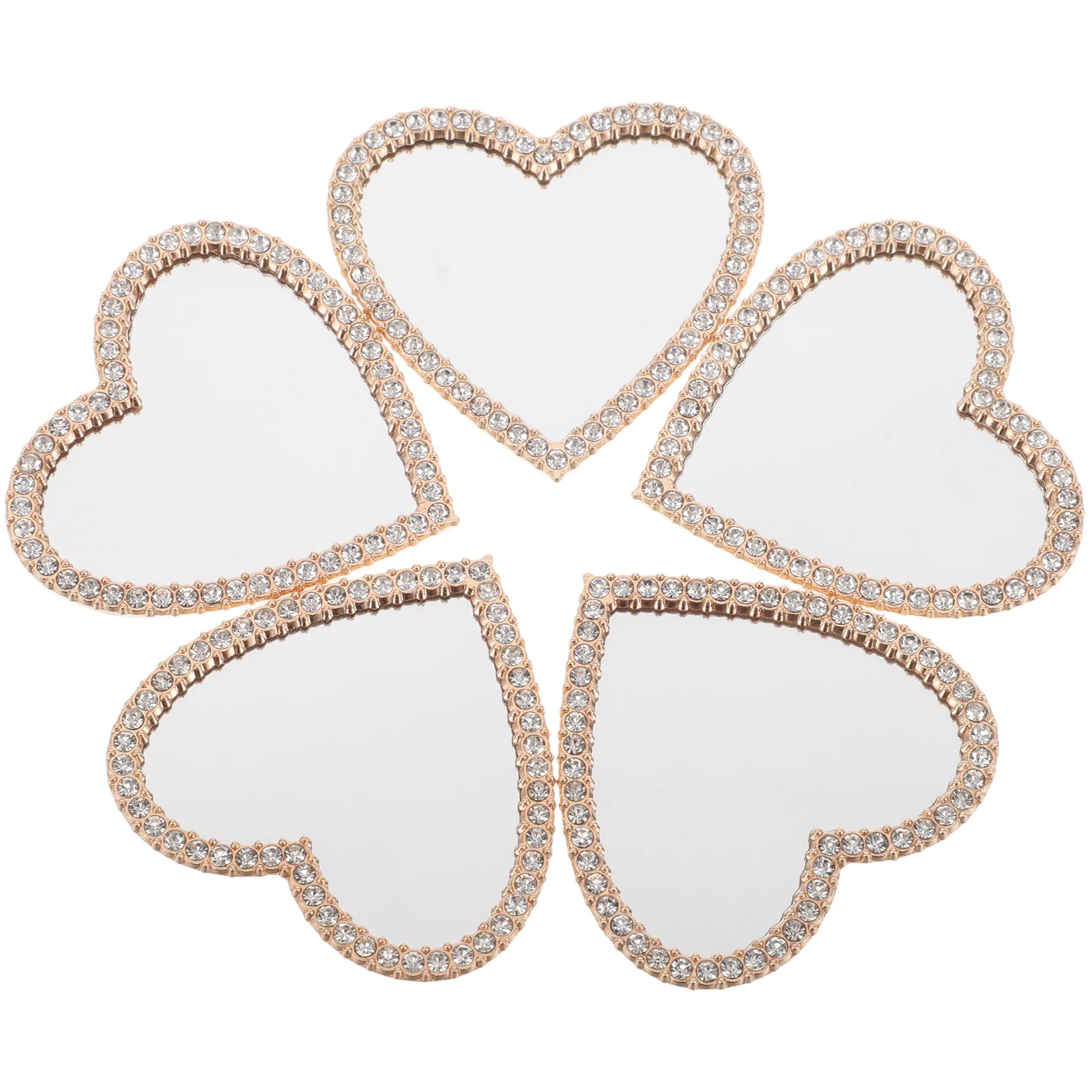 5 stuks hartvormige handspiegel meisjes stijlvolle strass draagbare mini zakspiegel telefoonhoes decor Valentijnsdag