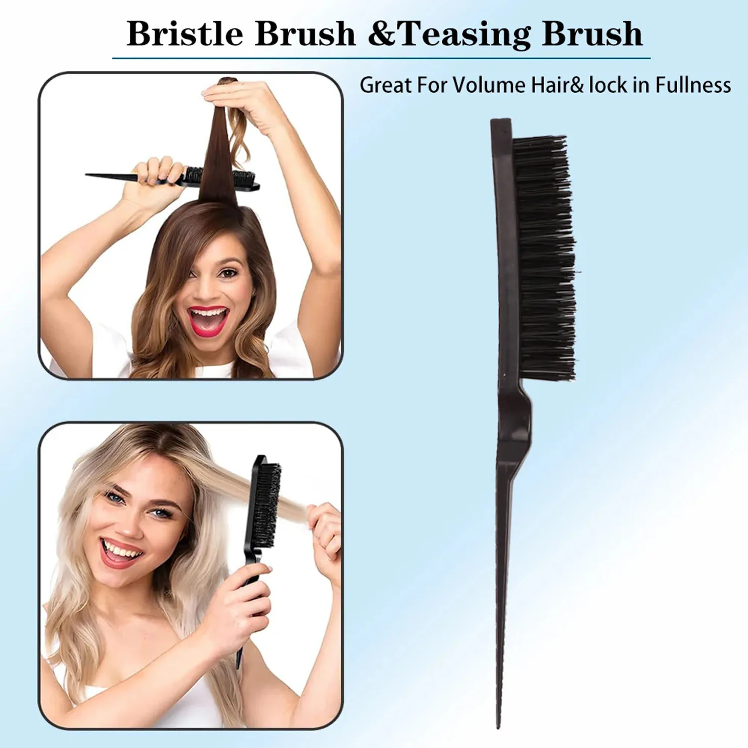 3Pcs Hair Styling Tools Edge Brush Rat Tail Comb Bristle Triple Row Styling Comb For Hair Styling Separating Combing & Coloring