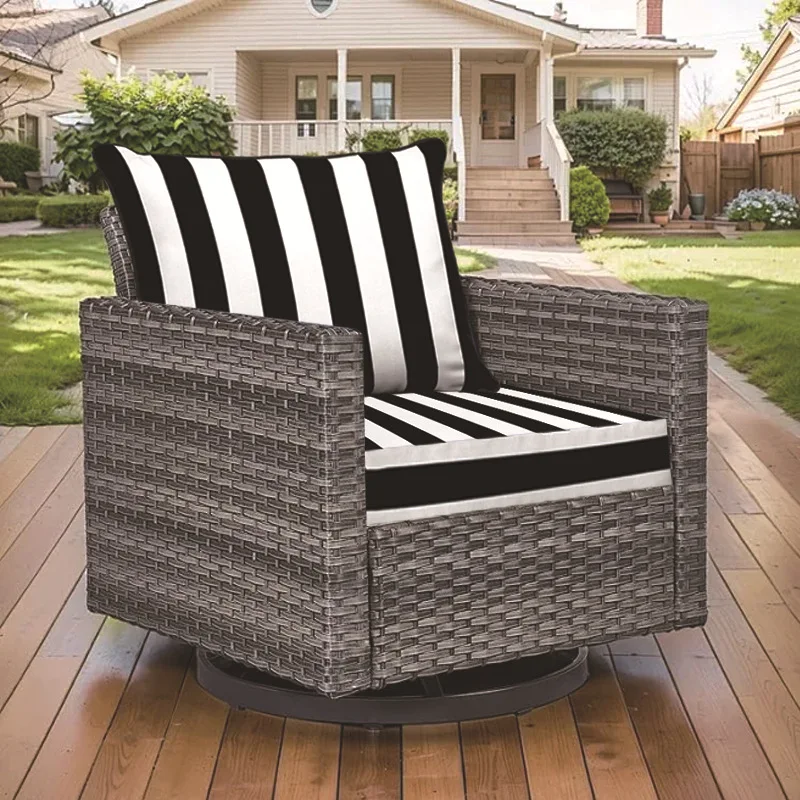 Waterproof Stripe Bench Cushion Back Cushion Pillow Set Outdoor Sunscreen Seat Cushions Chair Pillow Cushion for Sofa Bench Seat