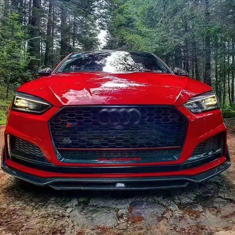 Labio delantero de fibra de carbono para A5 S5 B9 2017-2020, doble capa, divisor de labio de parachoques delantero, alerón, kit de carrocería de coche