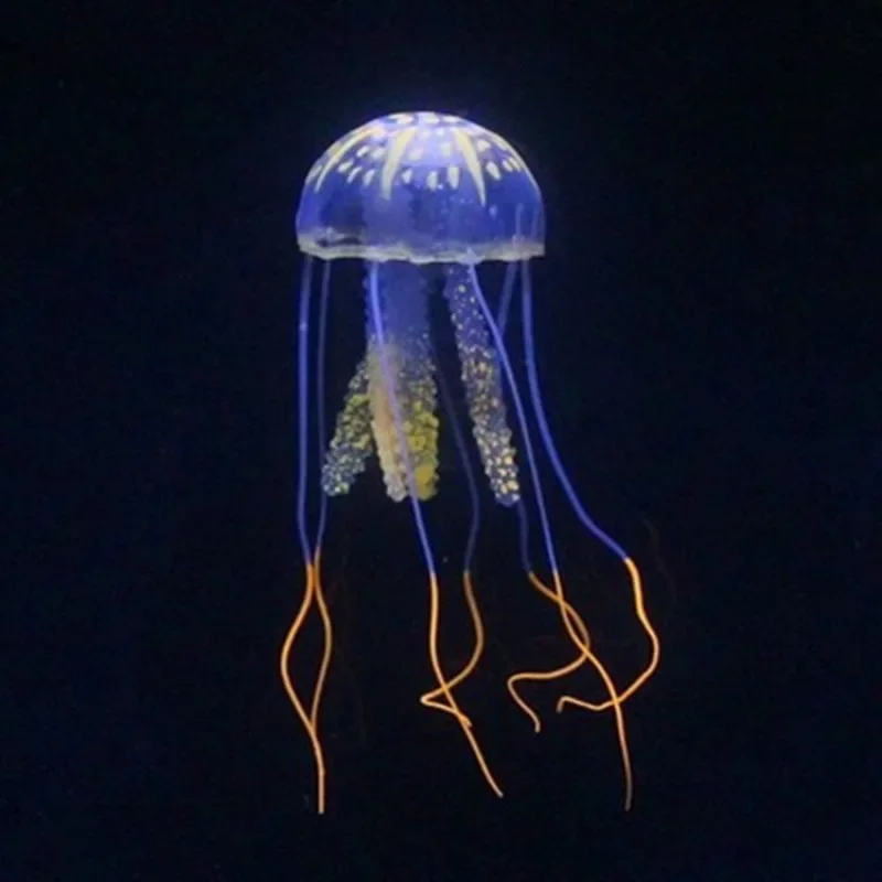 Medusas artificiales con efecto brillante, anémona, decoración de plantas de acuario, Submarino, adorno de Bob Esponja