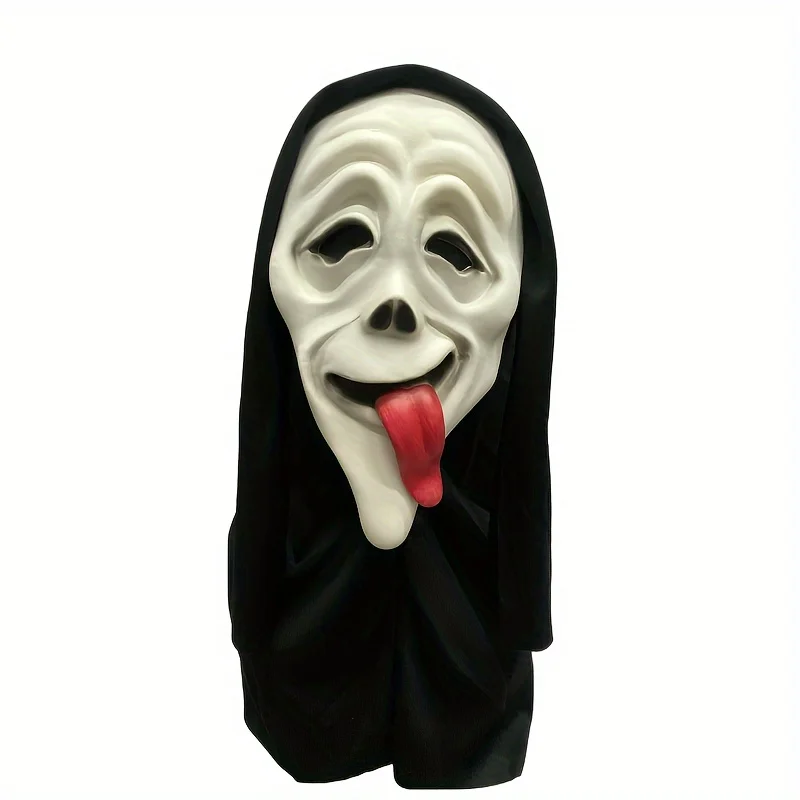 

Halloween Horror Face Mask Natural Latex Black Headgear Suitable Performance Suitable Masquerade Party Costumes for Adults