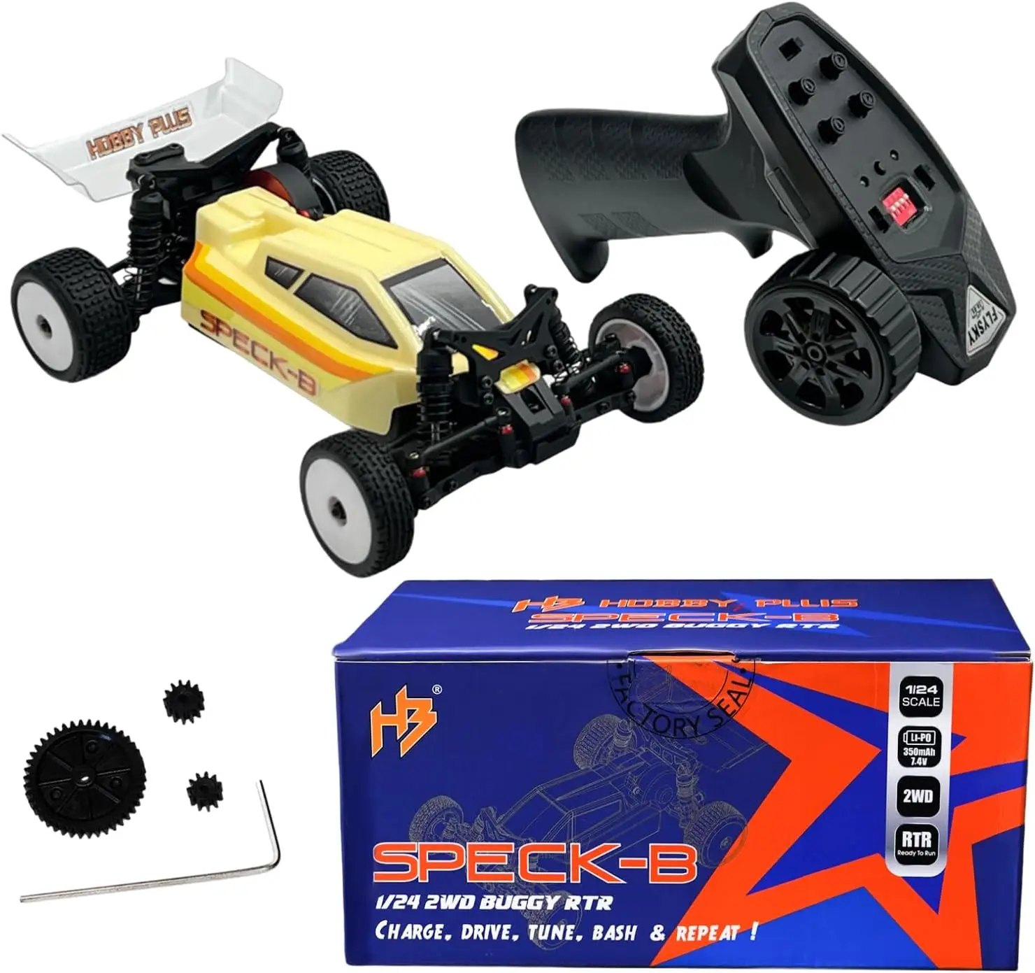1/24 2WD RC Buggy, RTR Mini Racing Car - Brushless Ready with Oil-Filled Shocks, Fast Indoor Remote Control Vehicle for Adults, Vintage Creme