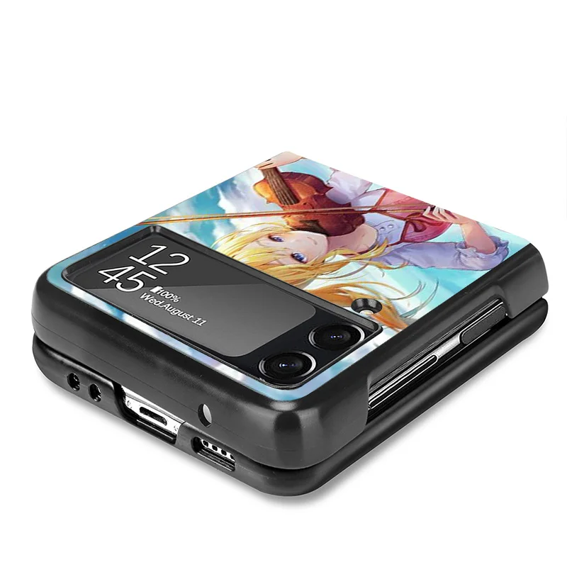 For Samsung Galaxy Z Flip6 Flip5 Flip3 Flip4 Violin Girl Angel Hard Black Shockproof ZFlip6 5G Cello Phone Shell Case Cover image 2